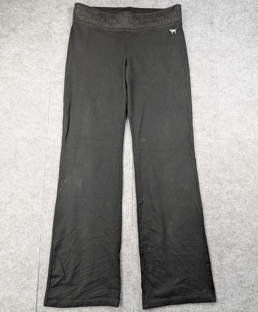 Victorias Secret Pink Yoga Pants Womens Large Flare Leggings Y2K Logo